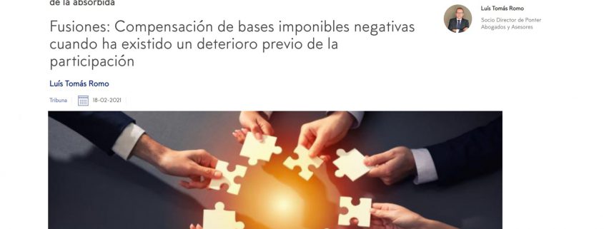 Fusiones: Compensación de bases imponibles negativas cuando ha existido un deterioro previo de la participación